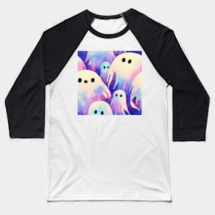 Watercolor kawaii ghosts pattern Baseball T-Shirt